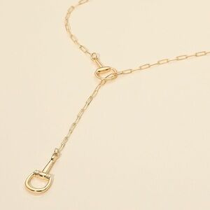 Horsebit Link Sliding Accent Paperclip Chain Necklace